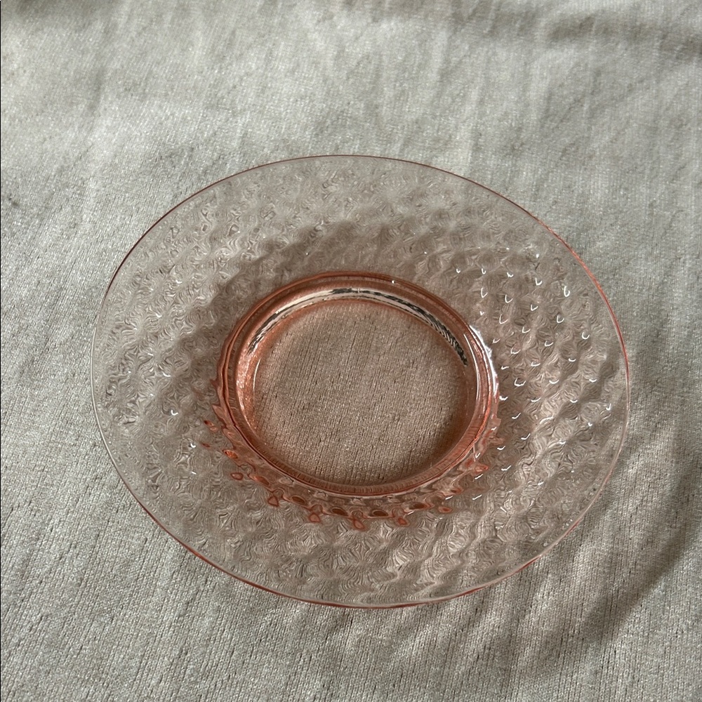 Pink Pressed Glass Dessert Plate - Elegant Home Accent